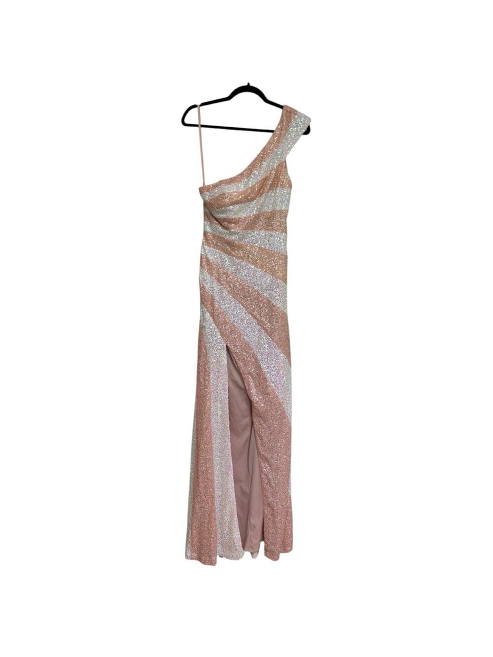 Flirt by Maggie Sottero Blush Pink Iridescent Sequin Prom Dress - Size 10
